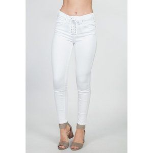 White Lace-up Jeans